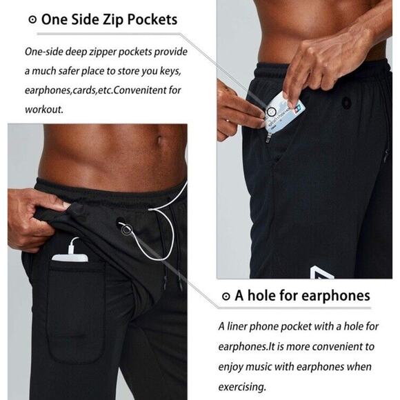 2-in-1 Men Sport Training Running Bodybuilding Workout Fitness Shorts Small - Picture 5 of 15